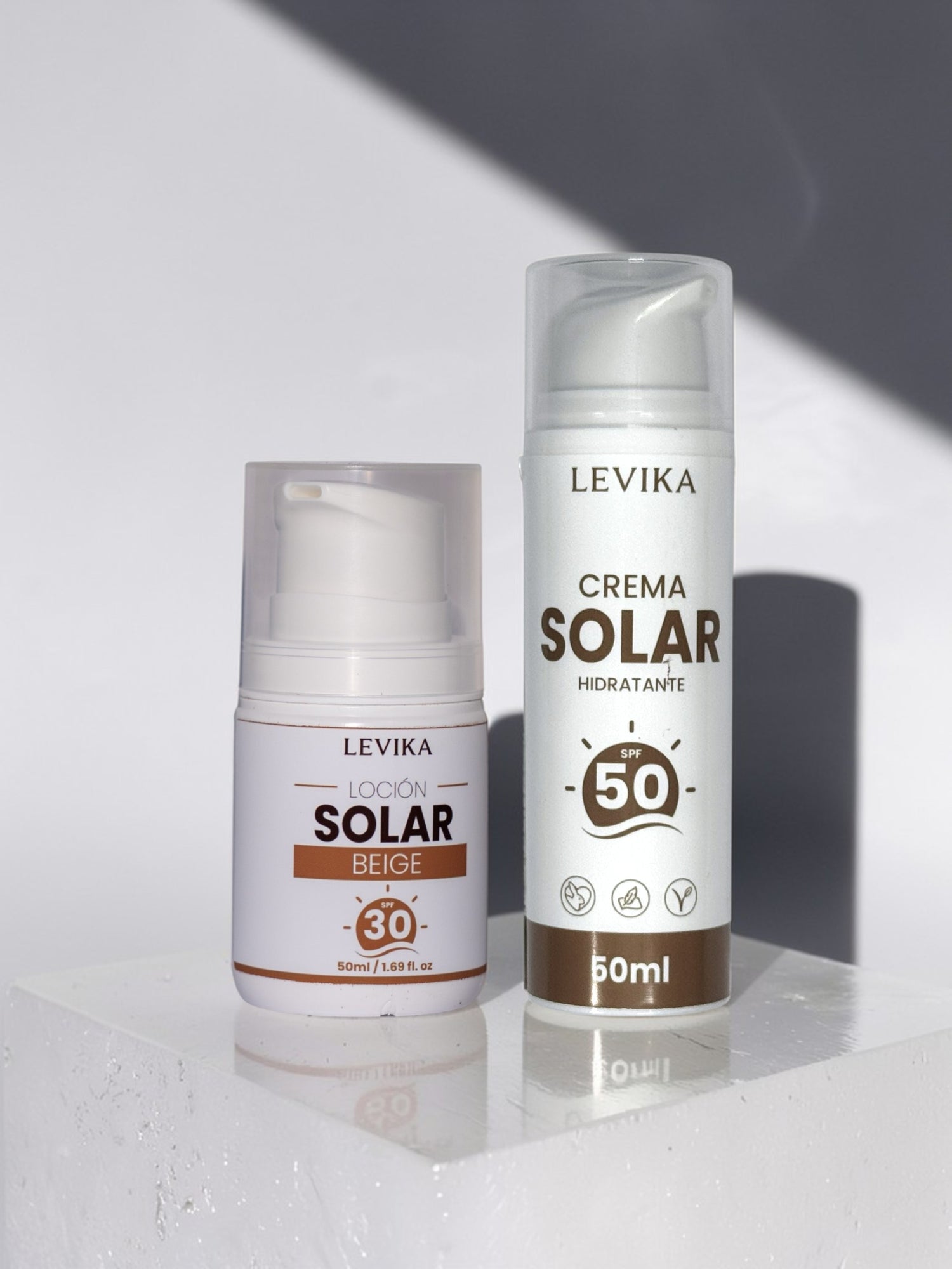 Dúo Protección Solar LEVIKA - Pack loción SPF30 y crema solar SPF50