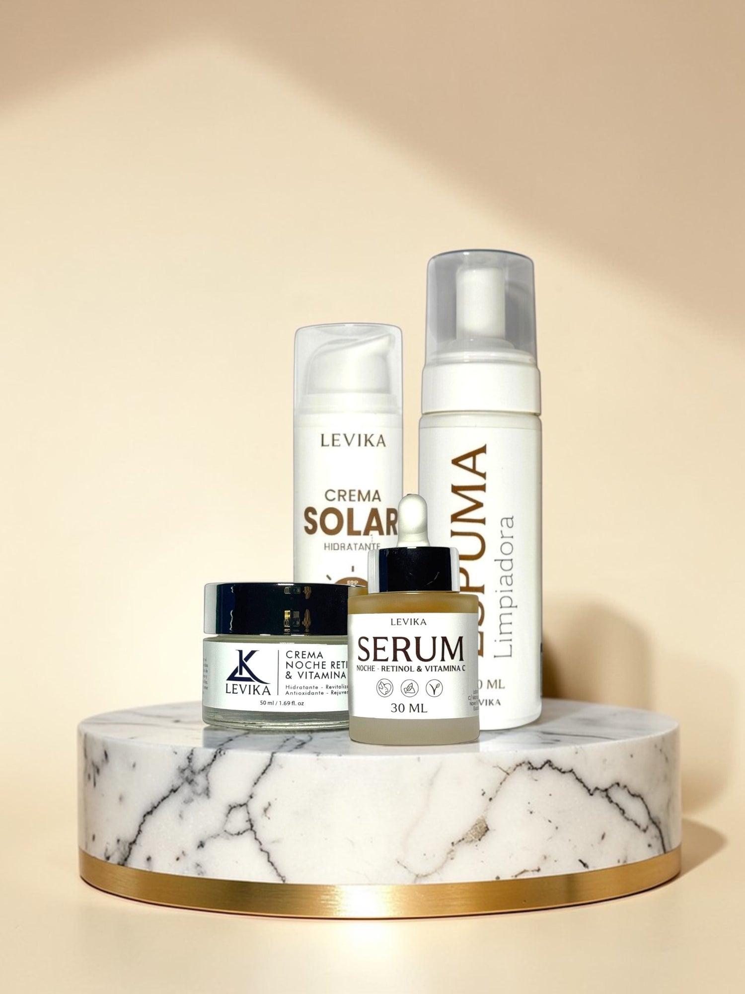 Rutina Completa Día y Noche PREMIUM LEVIKA - 4 pasos antiedad con protección solar