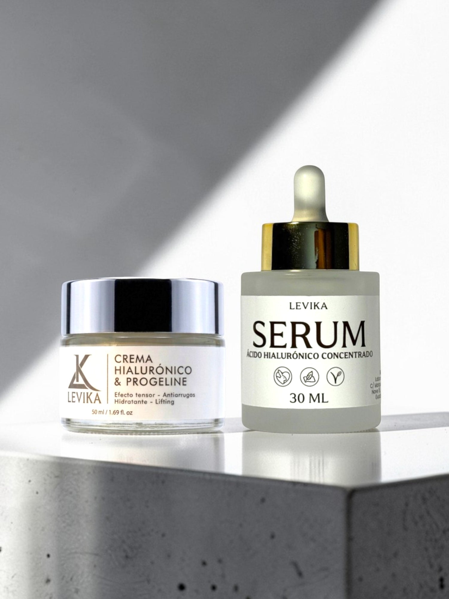 Dúo Hidratación Intensiva LEVIKA - Pack sérum hialurónico y crema progeline