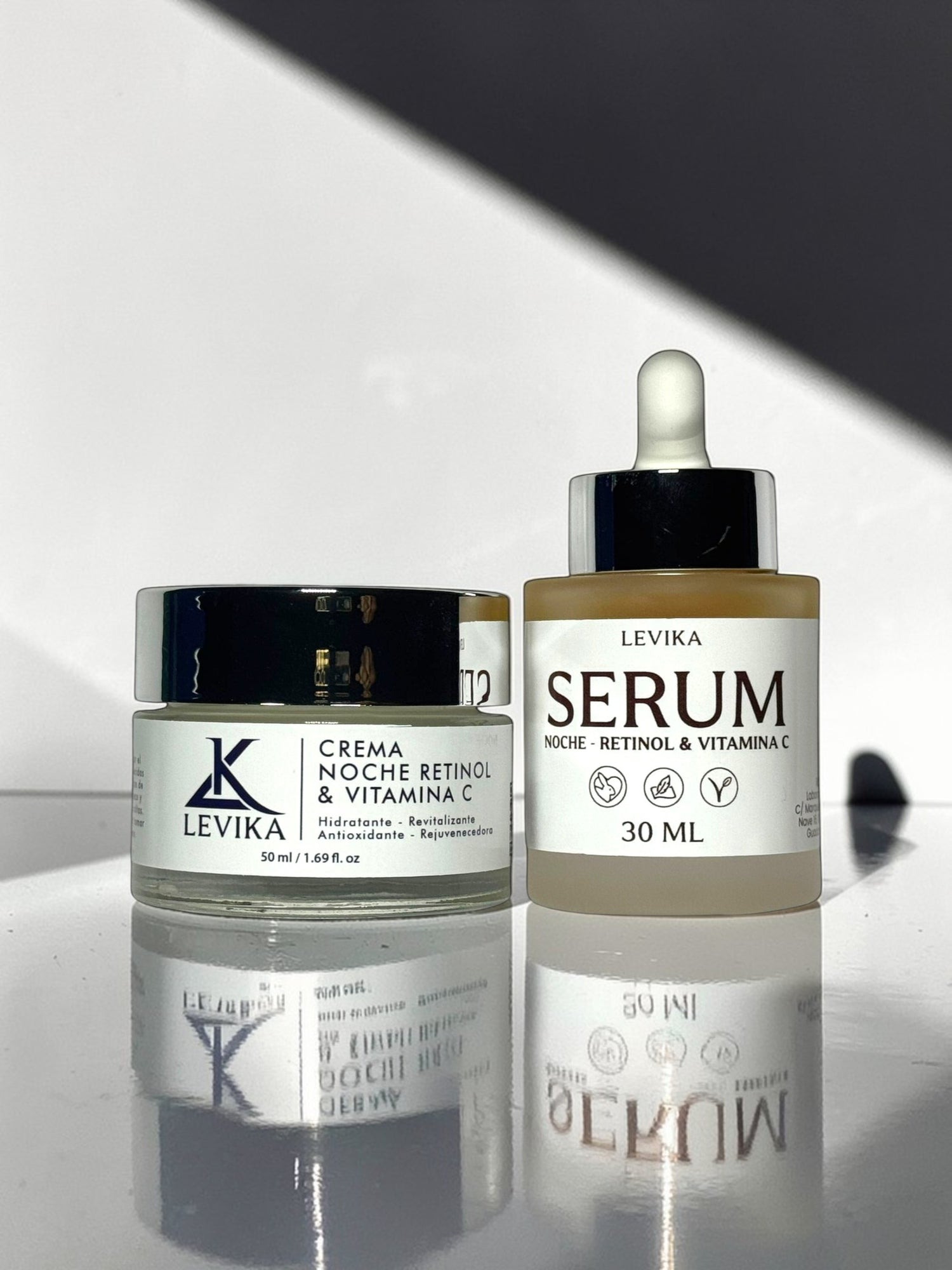 Dúo Antiedad Noche LEVIKA - Pack sérum y crema retinol vitamina C